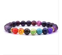 ZCCZJS Obsidian 7 Chakra Bracelets & Bangles Yoga Balance Beads Buddha Prayer Elastic Bracelet Men Natural Stone Jewelry Gifts Pulseira