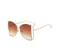 ZCCZJS Pearls Half Round Sunglasses Women Big Frame Gradient Sun Glasses Female Eyewear