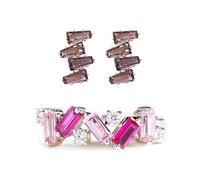 ZCCZJS Pink rings and earrings, irregular pink self-love ring, cubic zirconia pink ring, embrace your imperfections, inspirational rings for women