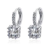 ZCCZJS Pink Square Cut Mosaic Cubic Zircon Earrings For Women Jewelry Statement