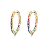 ZCCZJS Rainbow Color Sparkling Earrings Circle Zirconia Hoop Earrings for Women Wedding Jewelry