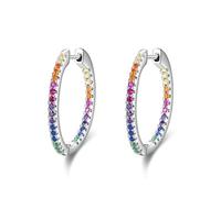 ZCCZJS Rainbow Color Sparkling Earrings Circle Zirconia Hoop Earrings for Women Wedding Jewelry