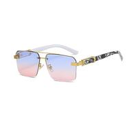 ZCCZJS Retro Metal Double Bridges Square Women Luxury Sunglasses Fashion Rimless Gradient Ocean Film UV400 Men Sun Glasses