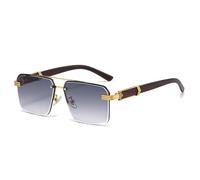 ZCCZJS Retro Metal Double Bridges Square Women Luxury Sunglasses Fashion Rimless Gradient Ocean Film UV400 Men Sun Glasses