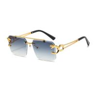 ZCCZJS Retro Metal Double Bridges Sunglasses Men Rimless Clear Ocean Gradient Lens Shades UV400 Women Sun Glasses