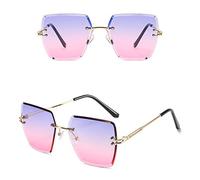 ZCCZJS Rimless Gradient Sunglasses Women Frameless Sun Glasses Clear Blue Shades