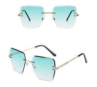 ZCCZJS Rimless Gradient Sunglasses Women Frameless Sun Glasses Clear Blue Shades