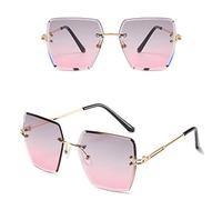 ZCCZJS Rimless Gradient Sunglasses Women Frameless Sun Glasses Clear Blue Shades