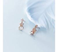 ZCCZJS S925 Little Lady Earrings, Pretty Violin Earrings with Diamonds in Micro-Silky, 925