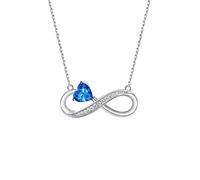 ZCCZJS S925 Necklace Women's Style Unlimited Love Clavicle Chain Inlaid Sapphire Zircon Pendant Necklace