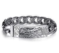 ZCCZJS S925 Sterling Silver Bracelet Male Domineering Dragon Dragon Pattern Bracelet Fashion Retro Chinese Style Hip Hop Punk Gift Souvenir.