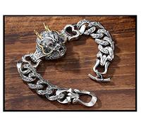 ZCCZJS S925 Sterling Silver Dragon King Bracelet Bracelet, Chinese Style Dragon Domineering Retro Fashion Men and Women Couple Punk Lucky Gift Souvenir Jewelry.