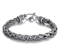ZCCZJS S925 Sterling Silver Men's Handmade Bracelet, Chinese Style Domineering Personality Trendy Retro Keel Bracelet, Send Boyfriend, Dad Birthday Gift Souvenirs.