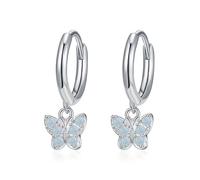 ZCCZJS Silver Earrings for Women 925 Sterling Silver Butterfly Dangly Earrings, Sparkly Blue Zirconia Drop Earrings, Fashion Silver Hoop Earrings, Women Jewelry Gift