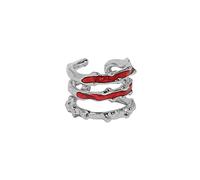 ZCCZJS Silver Layered Ear Cuffs For Women Enamel Sterling Silver Wide Ear Clip Without Piercing Single Ear Clip High-end earrings (Gem Color : 1PC S-Red HEK1528)