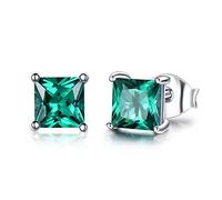 ZCCZJS Silver Woman Stud Earrings Unusual Earings Trend Piercing Small Crystal Vintage Ear Cuffs For Party Women High-end earrings (Gem Color : Green-5mm EUJ004, Metal Color : 925 Silver)
