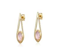 ZCCZJS Simple Long Natural Crystal Crystal Hibiscus Stone Earrings Cross-Border Women'S 925 Sterling Silver Plated 9K Gold Earrings