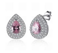 ZCCZJS Small and Exquisite Water Drop Inlaynd Earrings Ms. / Stainless Steel/Anti-allergic/Flashing/Diamonds / 925 Sterling Silver/Crystal Transparent,Colour:As Show