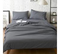 ZCCZJS Solid Color Reversible Color Block Quilt Cover Bedding Set with Monochrome Pillowcase - 4 Piece Washed Cotton Bed Sheets Comfort Set