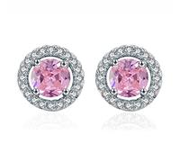 ZCCZJS Stud Earrings For Women 925 Jewelry Round Ear Studs Gemstones Yellow roze Wit Zircon Female Dating (Yellow A)