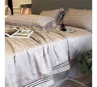 ZCCZJS Summer Tencel Ice Silk Quilt Four-Piece,Tencel Silk Double-Sided Machine Washable Air-Conditioning Quilt, Cool Feeling Silky Quilt Pillowcase Bedding Set D-220 * 240CM(5)