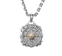 ZCCZJS Vintage Punk Nautical Compass Men Pendant Viking Pendant Necklace Men's Metal Nordic Amulet Jewelry Present