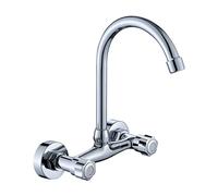 ZCCZJS Wall Mounted Kitchen Faucet Brass Chrome Spray Sink Tap Dual Handle Double Hole Cold and Hot Water Mixer Tap Washbasin Faucets(3)