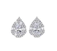 ZCCZJS Waterdrop Gemstone Stud Earring For Women Tiny Sparkling Wraped Engagement Earrings