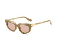 ZCCZJS Women Cat's Eye Sunglasses Polygon Retro Metal Chain Frame Sun Glasses for Female Punk Male Eyeglasses UV400