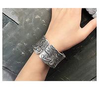 ZCCZJS Women's Bracelet S999 Sterling Silver Wide Opening, Retro Ethnic Jewelry Bracelet About 105 Grams Gift Souvenir