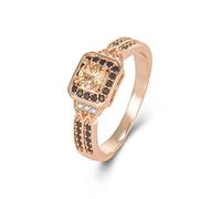 ZCCZJS Women's Rose Gold Chocolate White and Brown Cubic Zirconia Statement Rings Black Wedding Rings for Women Chocolate Diamond Champagne Ring Ladies Cocktail Gift (8#)