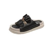 ZCCZJS Womens Slippers Summer Women Trend Slippers Double Buckle Strap Platform Wedge Footwear Comfortable Outdoor Slides Sandals(Green,6.5 UK)