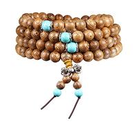 ZCCZJS Wooden Bracelets,108 Beads Bracelet Tibetan Buddhist Buddha Natural Wood Prayer Bead Necklace