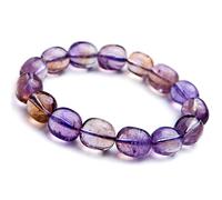 ZCCZJS Yellow Purple Natural Ametrine Amethyst Citrine Quartz Crystal Bead Bracelet