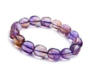 ZCCZJS Yellow Purple Natural Ametrine Amethyst Citrine Quartz Crystal Bead Bracelet