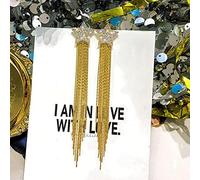 ZCCZJS Zircon Inlaid Five Petal Flower Earrings For Women Tassel Long Earrings Wedding Jewelry