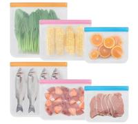 ZCDA 6-Pack Reusable Food Storage Bags BPA-Free Freezer & Dishwasher Safe, 3 Leakproof Sizes Eco-Friendly Silicone Pouches for Lunch Meal Prep, Batch Cooking (2S+2M+2L)