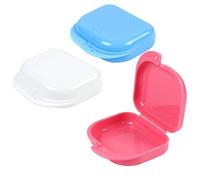 ZCDA Denture Box, Retainer Case, 3 Pcs Retainer Box for Braces, Denture, Retainer, Mouth Guard, Dry and Breathable (Pink, White, Blue)