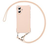 ZCDAYE Case for iPhone 16 with Lanyard, Soft Silicon Phone Case Slim Fit, Adjustable Crossbody Neck Rope Shoulder Strap Shockproof Phone Cover for iPhone 16 (6.1 inch), Pink