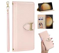 ZCDAYE Case for Samsung Galaxy S24 Ultra, Samsung S24 Ultra 6.8 inch Wallet Phone Case, Skin-Friendly Flip Premium Leather Case Cover for Women Girl Lady,Pink