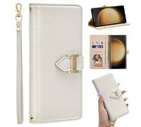 ZCDAYE Case for Samsung Galaxy S24 Ultra, Samsung S24 Ultra 6.8 inch Wallet Phone Case, Skin-Friendly Flip Premium Leather Case Cover for Women Girl Lady,Gray