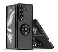 ZCDAYE Case for Samsung Galaxy Z Fold 6 with Ring Holder Kickstand, 360° Rotating Stand Translucent Frosted Matte TPU Bumper Protective Phone Cover for Samsung Z Fold 6, Black