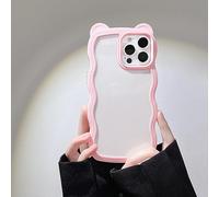 ZCDAYE Compatible with iPhone 11 Case, Cute Kawaii 3D Bear Ears Design, Clear Curly Wavy Shape Phone Case for Women Girls Soft TPU Shockproof Cover for iPhone 11 (6.1 inch), Pink