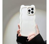 ZCDAYE Compatible with iPhone 11 Case, Cute Kawaii 3D Bear Ears Design, Clear Curly Wavy Shape Phone Case for Women Girls Soft TPU Shockproof Cover for iPhone 11 (6.1 inch), White