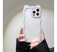 ZCDAYE Compatible with iPhone 13 Pro Max Case, Cute Kawaii 3D Bear Ears Design, Clear Curly Wavy Shape Phone Case for Women Girls Soft TPU Shockproof Cover for iPhone 13 Pro Max (6.7 inch), Purple