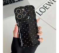 ZCDAYE for iPhone 16 Pro Case, Curly Wavy Edge Phone Cover for Women Girls, Minimalist Pattern TPU Shockproof Full Camera Protective Cover for iPhone 16 Pro (6.3 inch),Black Polka Dots