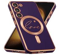 ZCDAYE for Samsung Galaxy S23 Magnetic Case, Compatible with Magsafe Love Pattern Solid Color Luxury TPU Protective Women Girls Phone Cover Samsung S23 6.1 inches, Purple