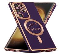 ZCDAYE for Samsung Galaxy S23 Ultra Magnetic Case, Compatible with Magsafe Love Pattern Solid Color Luxury TPU Protective Women Girls Phone Cover Samsung S23 Ultra 6.8 inches, Purple