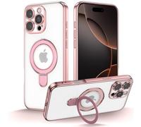 ZCDAYE Magnetic Case for iPhone Air with Invisible Stand, Wireless Charging Camera Protection Kicktsand Ring Holder Solid TPU Case Phone Cover for iPhone 17 Air, Rose Gold