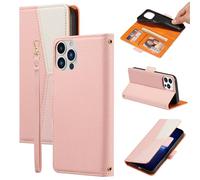 ZCDAYE Wallet Case for iPhone 15 Pro Max, Premium Colour Block Leather Phone Case Hoster, Skin-Friendly Elegant Women Girl Lady Flip Cases Cover for iPhone 15 Pro Max (6.7 inch), Pink